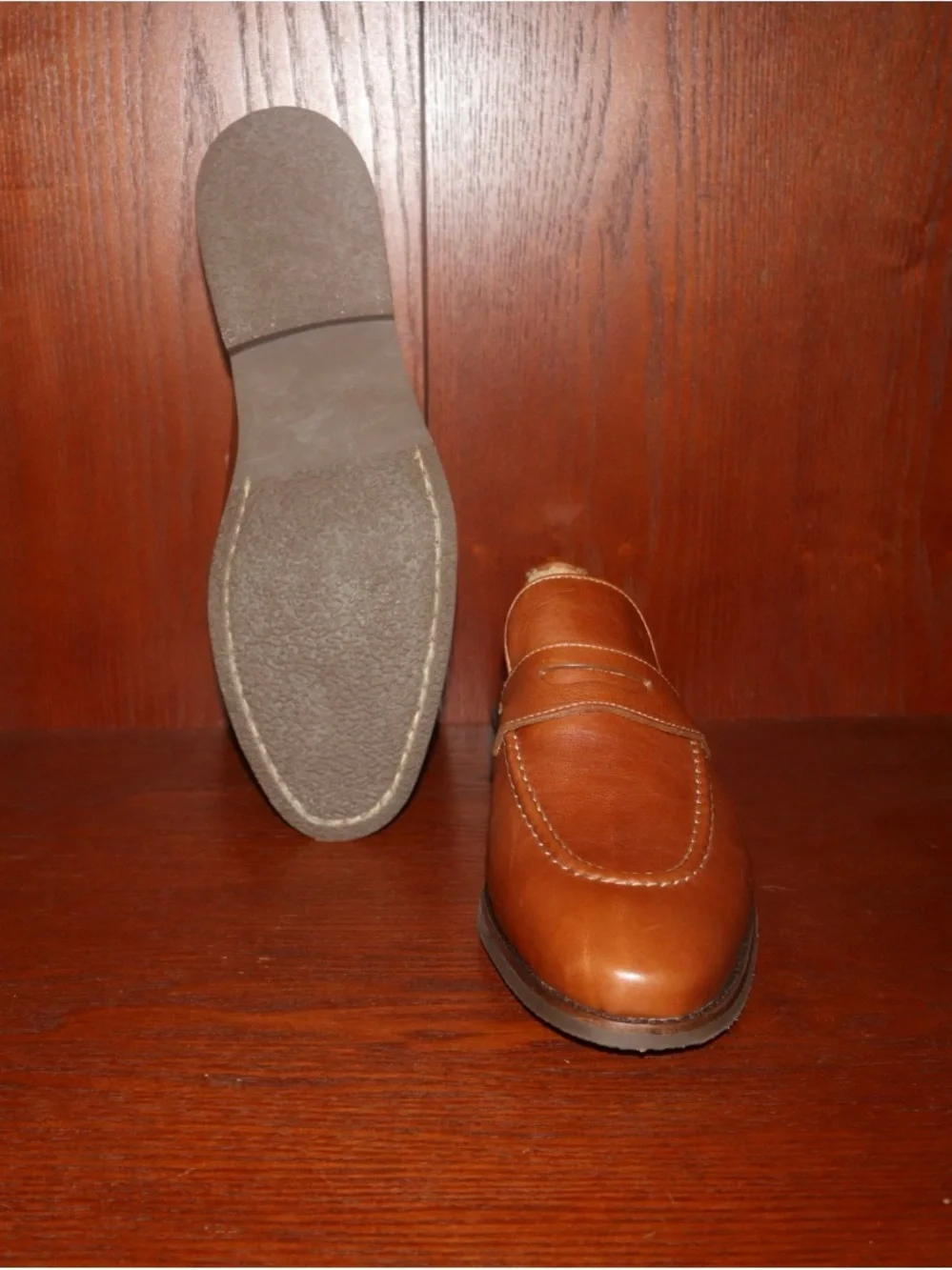 Peter Millar Men's Leather Penny Loafers in Tan Brown